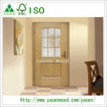 Interior Wood Veneer Door with Decorative Glass